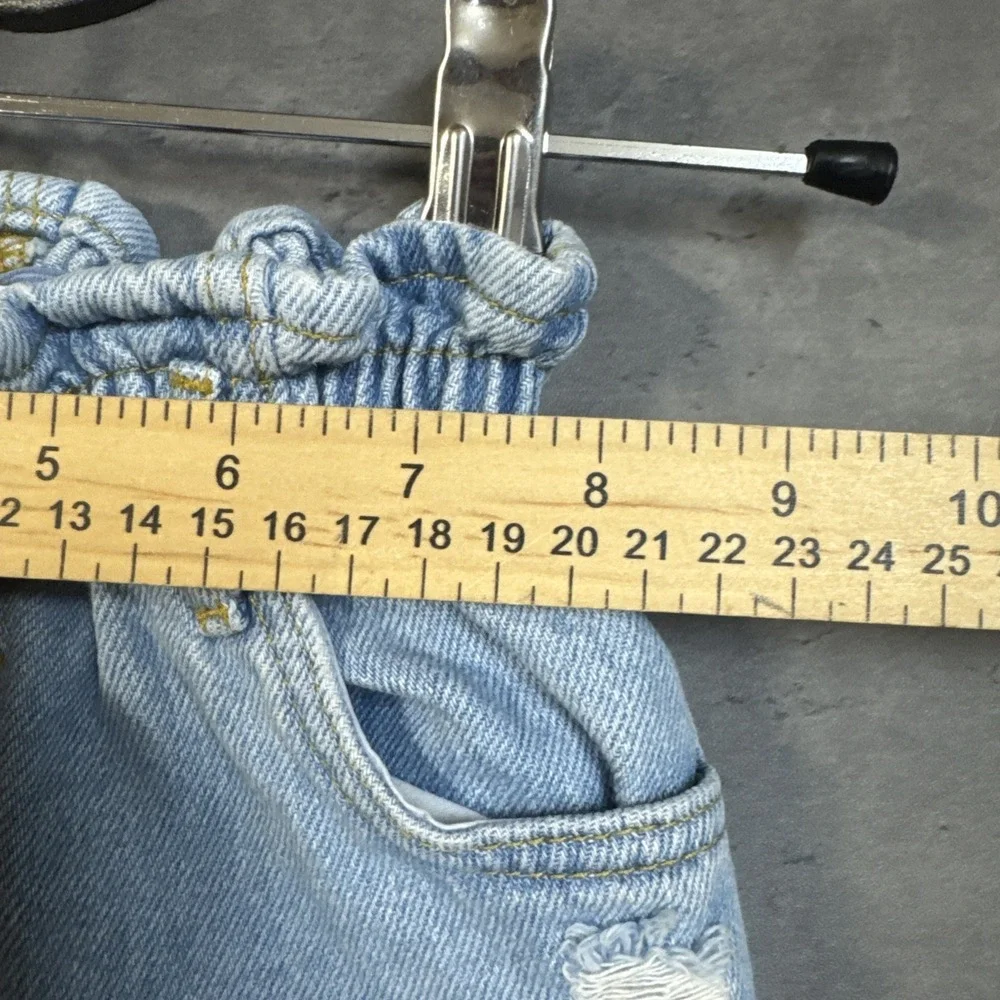 Zara light-wash kids' denim jeans Paper Bag Waist Distressed 18-24m Button Fly